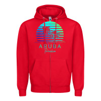 Red Vintage Aruba Beach Tropical Vibes Vacation Souvenir Gift Zipper Hoodie - longCreatives