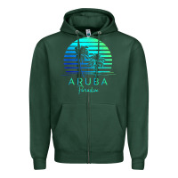 Sports Green Vintage Aruba Beach Tropical Vibes Vacation Souvenir Gift Zipper Hoodie - longCreatives