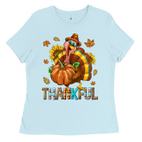 Baby Blue Thankful Turkey Ladies Tee - texasbilliewilder