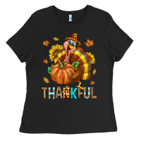 Black Thankful Turkey Ladies Tee - texasbilliewilder