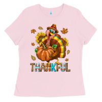 Bubblegum Pink Thankful Turkey Ladies Tee - texasbilliewilder