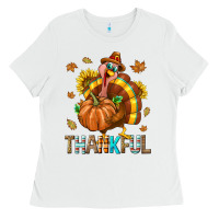 White Thankful Turkey Ladies Tee - texasbilliewilder