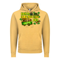 Vintage Mustard Camper Happy St. Patrick's Day Vintage Hoodie - CowGirlArtShop
