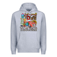 Heather Grey Just a Small Town Teacher Premium Hoodie - CowhideDigitalArt