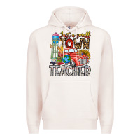 Pale Pink Just a Small Town Teacher Premium Hoodie - CowhideDigitalArt