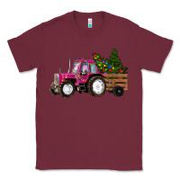 Burgundy Pink Christmas Farm Tractor Classic Tee - RanaPortraitStore