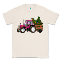 Natural Pink Christmas Farm Tractor Classic Tee - RanaPortraitStore