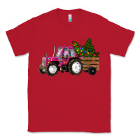 Red Pink Christmas Farm Tractor Classic Tee - RanaPortraitStore
