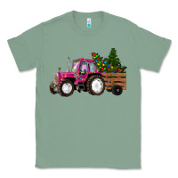 Sage Pink Christmas Farm Tractor Classic Tee - RanaPortraitStore