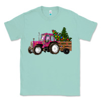 Seafoam Pink Christmas Farm Tractor Classic Tee - RanaPortraitStore