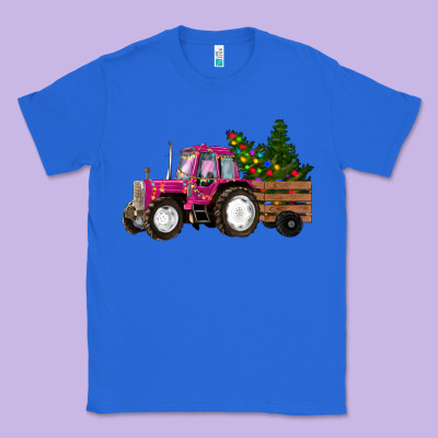 Pink Christmas Farm Tractor Classic Tee Designed By Ranaportraitstore