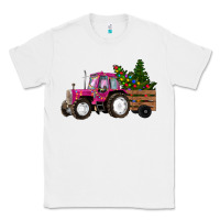 White Pink Christmas Farm Tractor Classic Tee - RanaPortraitStore
