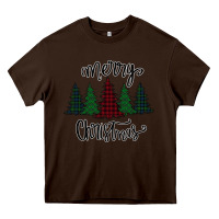 Chocolate Brown Merry Christmas Trees Heavy Core Tee - Bettercallsaul