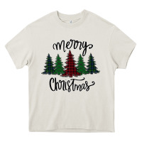 Cream Merry Christmas Trees Heavy Core Tee - Bettercallsaul