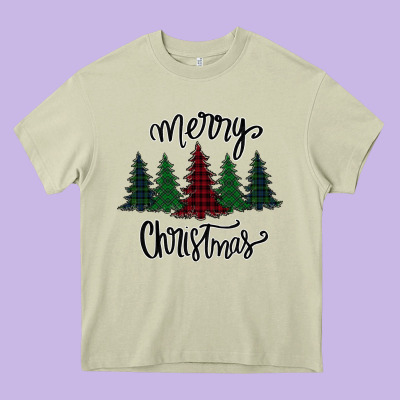 Merry Christmas Trees Heavy Core Tee Designed By Bettercallsaul