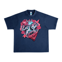 Navy Let's go girls pink Valentine's Day Urban Heavy Tee - HowdyJamesFarm
