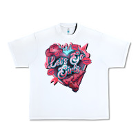 White Let's go girls pink Valentine's Day Urban Heavy Tee - HowdyJamesFarm
