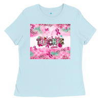 Baby Blue Breast Cancer Teacher Ladies Tee - NancyCooperArtShop