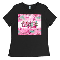 Black Breast Cancer Teacher Ladies Tee - NancyCooperArtShop