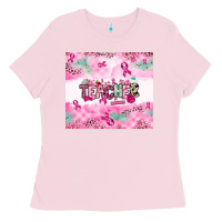 Bubblegum Pink Breast Cancer Teacher Ladies Tee - NancyCooperArtShop