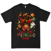 Black Santa's Favorite Medicaid Analyst Afro Messy Bun Premium Tee - texasbilliewilder
