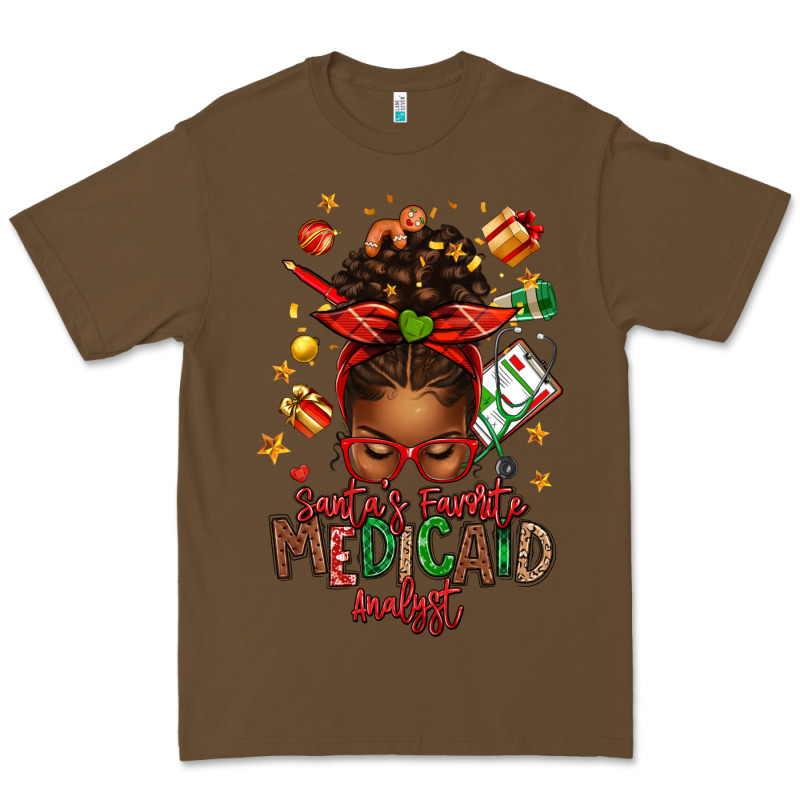 Santa's Favorite Medicaid Analyst Afro Messy Bun Premium Tee by texasbilliewilder | Teevron