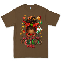 Cacao Santa's Favorite Medicaid Analyst Afro Messy Bun Premium Tee - texasbilliewilder