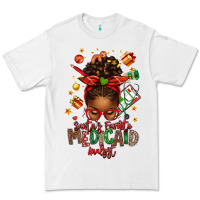 White Santa's Favorite Medicaid Analyst Afro Messy Bun Premium Tee - texasbilliewilder