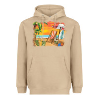 Mushroom sunset beach background Heavyweight Hoodie - BarkalooDesign