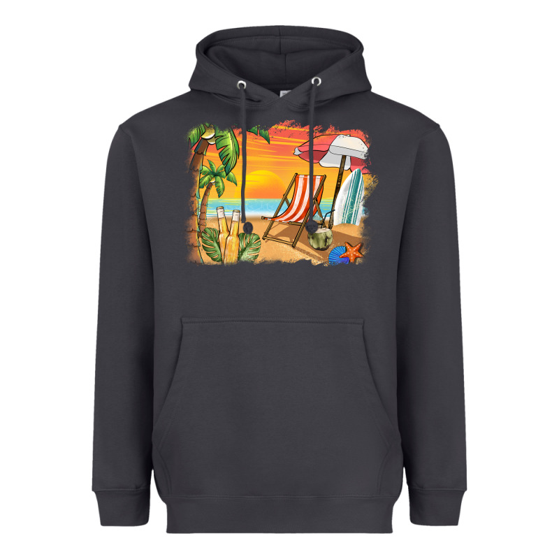 Sunset Beach Background Heavyweight Hoodie by BarkalooDesign | Teevron