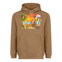 Toasted Coconut sunset beach background Heavyweight Hoodie - BarkalooDesign