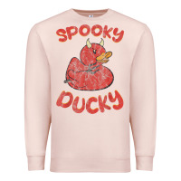 Pale Pink spooky devil rubber duck halloween Premium Sweatshirt - longCreatives