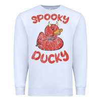 White spooky devil rubber duck halloween Premium Sweatshirt - longCreatives