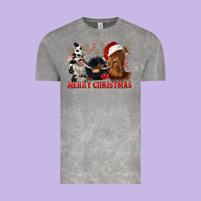 Merry Christmas Heifer Cow Gnomies Vintage Tee Designed By Cowgirlartshop