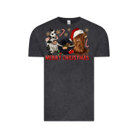 Vintage Black merry christmas heifer cow gnomies Vintage Tee - CowGirlArtShop