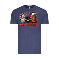 Vintage Denim merry christmas heifer cow gnomies Vintage Tee - CowGirlArtShop