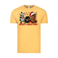 Vintage Mustard merry christmas heifer cow gnomies Vintage Tee - CowGirlArtShop