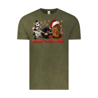 Vintage Olive merry christmas heifer cow gnomies Vintage Tee - CowGirlArtShop