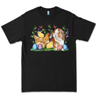Black Easter bunny and chicks with floral Premium Tee - RanaPortraitStore