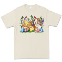 Bone Easter bunny and chicks with floral Premium Tee - RanaPortraitStore