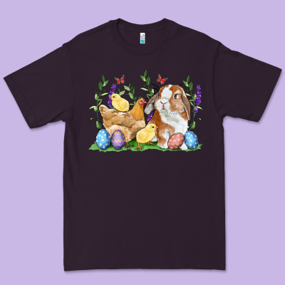 Easter Bunny And Chicks With Floral Premium Tee Designed By Ranaportraitstore