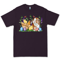 Plum Easter bunny and chicks with floral Premium Tee - RanaPortraitStore