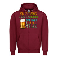 Burgundy surviving fatherhood one beer at a  time Zipper Hoodie - Artiststas