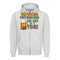 Dove Grey surviving fatherhood one beer at a  time Zipper Hoodie - Artiststas