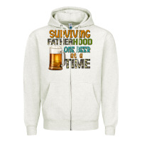 Oatmeal Heather surviving fatherhood one beer at a  time Zipper Hoodie - Artiststas
