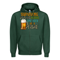 Sports Green surviving fatherhood one beer at a  time Zipper Hoodie - Artiststas