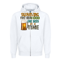 White surviving fatherhood one beer at a  time Zipper Hoodie - Artiststas