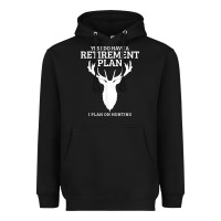 Black Hunting Retirement Plan Funny Elk Deer Retired Hunter Gift Heavyweight Hoodie - longCreatives