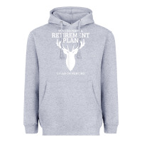 Heather Grey Hunting Retirement Plan Funny Elk Deer Retired Hunter Gift Heavyweight Hoodie - longCreatives