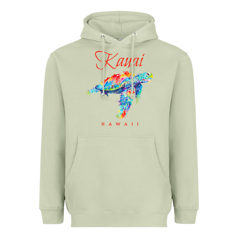 Kauai Hawaii Watercolor Sea Turtle Souvenir Heavyweight Hoodie by longCreatives | Teevron